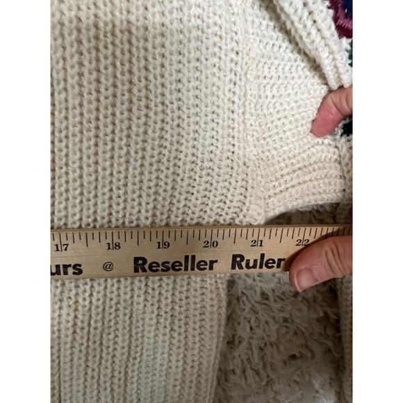 Arizona Jeans CO Cardigan Sweater Womens XS Cream Open Casual Embroidered - Picture 5 of 7